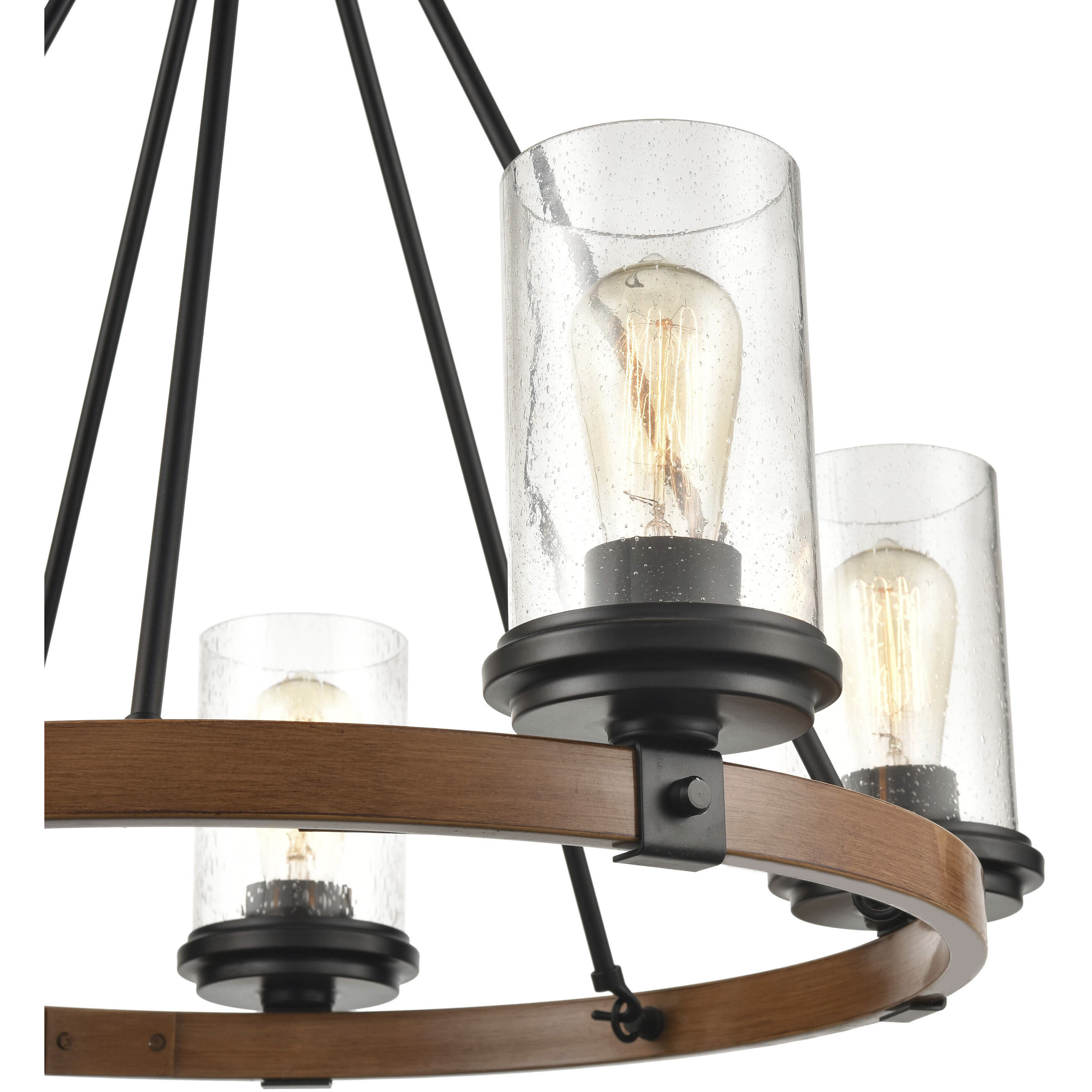 Taos 5 Light 26 inch Matte Black/Wood Grain Chandelier Ceiling Light